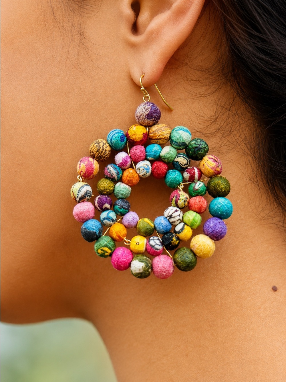 Concentric Kantha Earrings - Picture 2 of 2